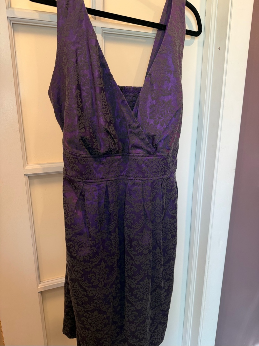 Vintage Torrid Purple Jacquard V-Neck Midi Dress